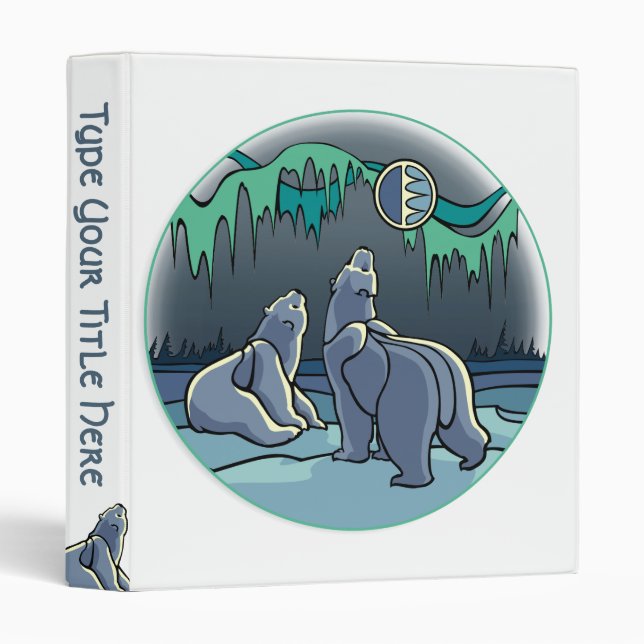 Polar Bear Binder Custom Cute Bear Art Photo Album (Front/Spine)