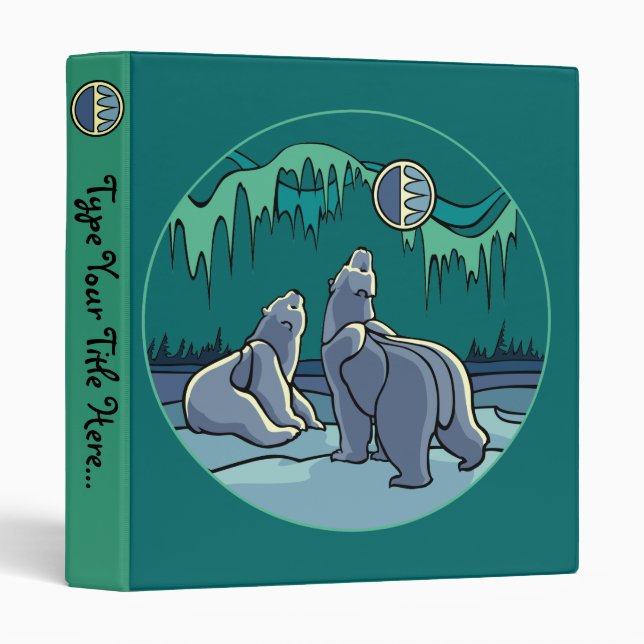 Polar Bear Binder Custom Cute Bear Art Photo Album (Front/Spine)