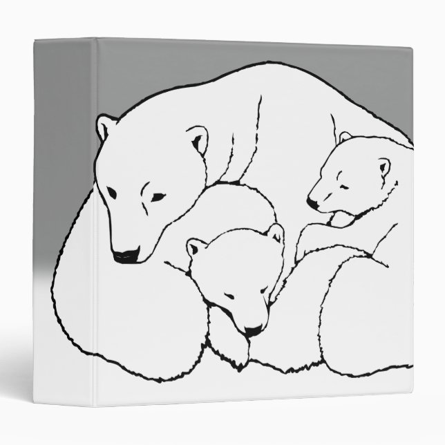 Polar Bear Binder Cute Bear Art School Supplies (Front/Spine)