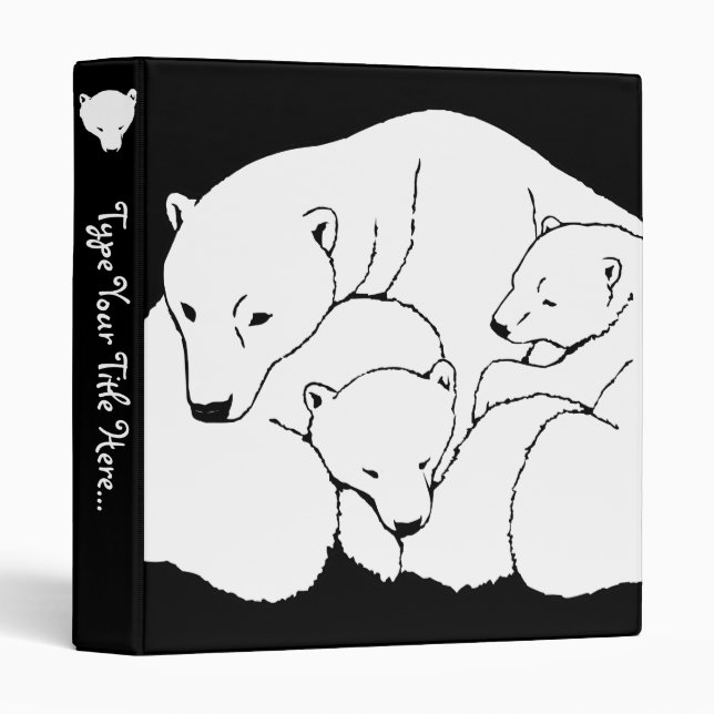 Polar Bear Binder Cute Bear Art School Supplies (Front/Spine)