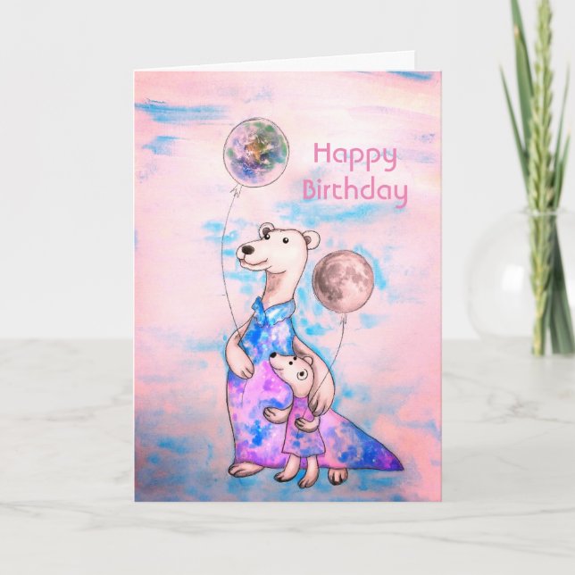 Polar Bear Birthday Balloons Card (Front)
