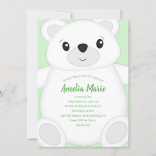 Polar Bear Birthday Party Green  Invitation