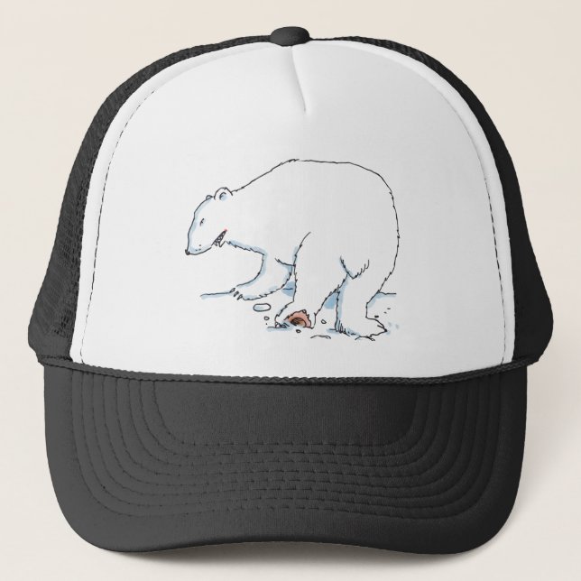 Polar Bear black and white foam trucker hat (Front)