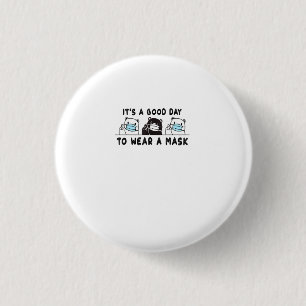 Polar Bear Black Bear Wearing Face Mask Cute Funny 1 Inch Round Button