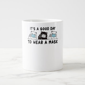 Polar Bear Black Bear Wearing Face Mask Cute Funny Large Coffee Mug