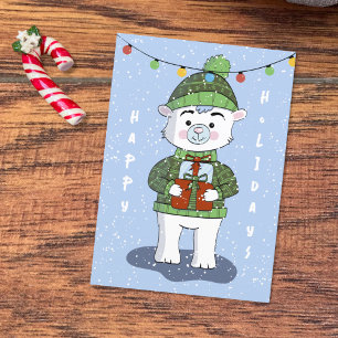 Polar Bear Blank Folded Holiday Card