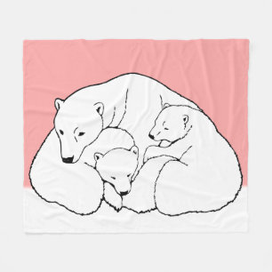 Polar Bear Blanket Mother & Twin Bear Cub Blankets