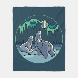 Polar Bear Blanket Northern Lights Bear Blankets