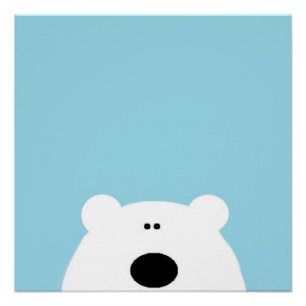 Polar Bear Blue Art Cartoon  Poster