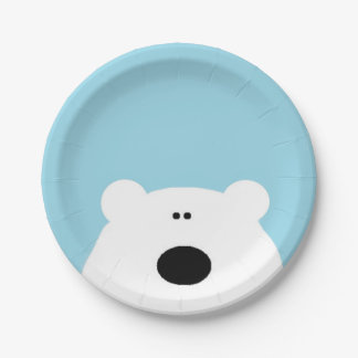 Polar Bear Blue Paper Plate