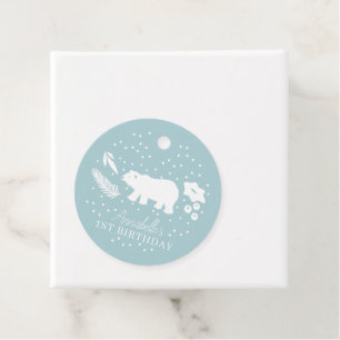 Polar Bear Blue Winter Birthday Thank You Favour Tags
