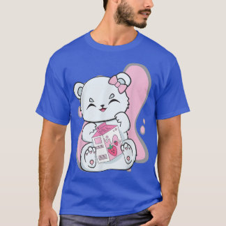 Polar Bear Boba Strawberry Milk Tea Cute Anime Kaw T-Shirt