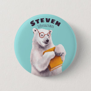 Polar Bear Book Lover Nerdy 2 Inch Round Button