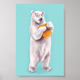 Polar Bear Book Lover Poster