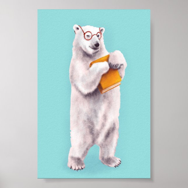 Polar Bear Book Lover Poster (Front)