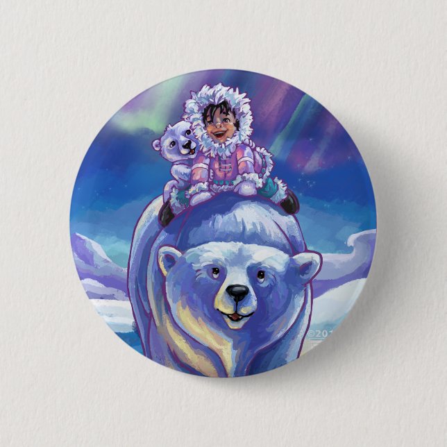 Polar Bear Bus 2 Inch Round Button (Front)
