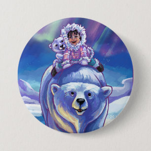 Polar Bear Bus 3 Inch Round Button