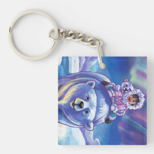 Polar Bear Bus Keychain
