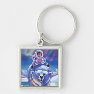 Polar Bear Bus Keychain