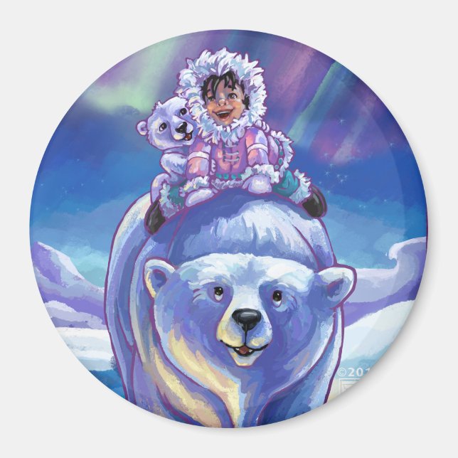 Polar Bear Bus Magnet (Front)