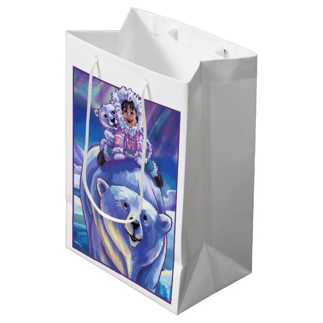 Polar Bear Bus Medium Gift Bag (Front Angled)