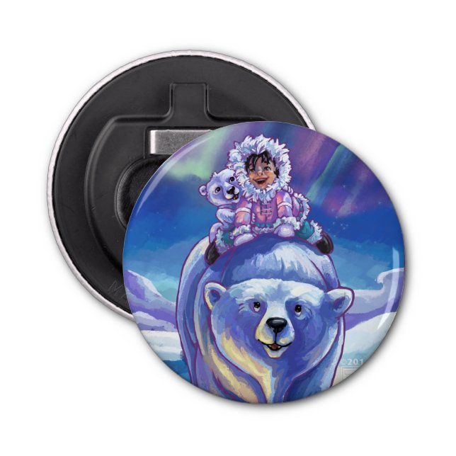 Polar Bear Bus Paintings Bottle Opener (Front)