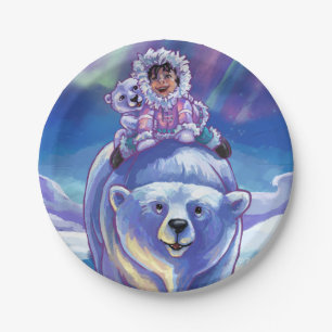 Polar Bear Bus Paintings Paper Plate