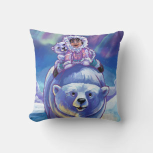 Polar Bear Bus Throw Pillow