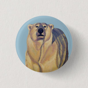 Polar Bear Buttons Pin Wildlife Art Button