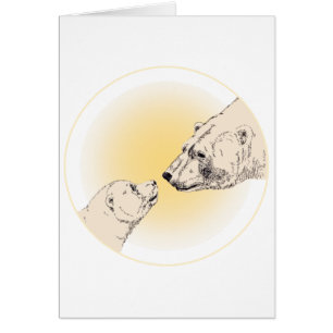Polar Bear Card Bear & Cub Cards Custom Art Card