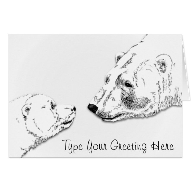 Polar Bear Cards Personalized Bear Art Card (Front Horizontal)