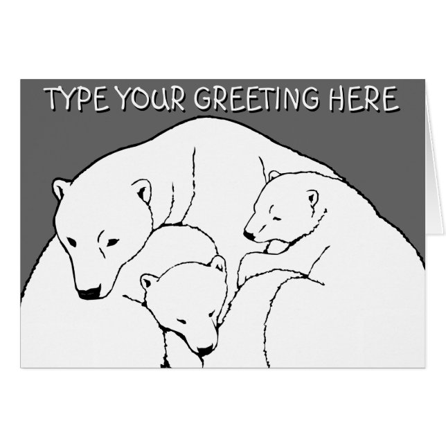 Polar Bear Cards Personalized Bear Greeting Cards (Front Horizontal)