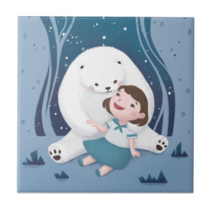 Polar Bear & Child Illustration Tile