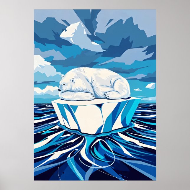 Polar Bear Chill – Arctic Minimalist Pop Design Poster (Front)