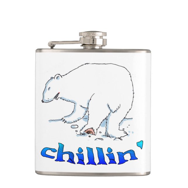 Polar Bear chilling wrapped flask (Front)