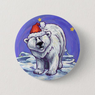 Polar Bear Christmas 2 Inch Round Button