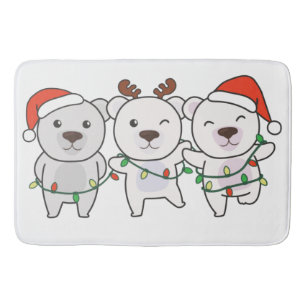 Polar Bear Christmas Animals Cute Polar Bear Bath Mat