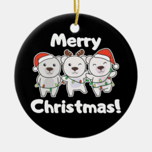 Polar Bear Christmas Animals Polar Bears Merry Cer Ceramic Ornament
