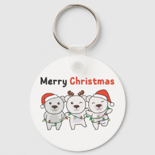 Polar Bear Christmas Animals Polar Bears Merry Key Keychain
