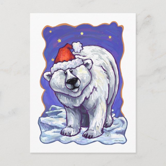 Polar Bear Christmas Holiday Postcard (Front)