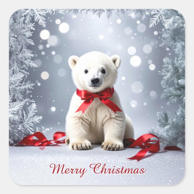 Polar Bear Christmas Holiday Sticker (Front)