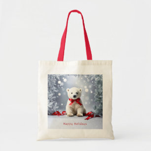 Polar Bear Christmas Holiday Tote Bag