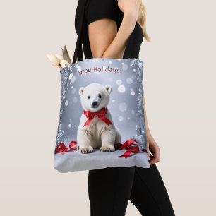 Polar Bear Christmas Holiday Tote Bag