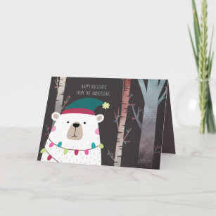 Polar Bear Christmas Holidays Modern Personalized Card