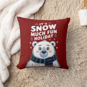 Polar Bear Christmas: It's Snow Much Fun! Throw Pillow