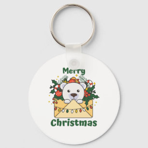 Polar Bear Christmas Letter Winter Animals Polar Keychain