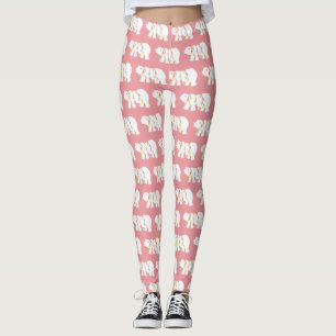 Polar Bear Christmas Lights Pattern Pink Holiday Leggings