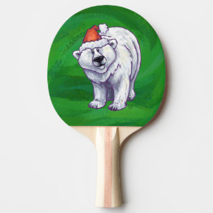 Polar Bear Christmas On Green Ping Pong Paddle