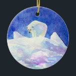 Polar Bear Christmas ornament<br><div class="desc">A delightful watercolor painting of a polar bear on top of an icy landscape adorns this Christmas ornament.  You might want to keep it out all year long!</div>