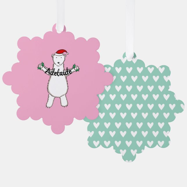 Polar Bear Christmas Ornament Card (Front/Back)